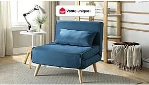 Fotel rozkładany POSIO z tkaniny - Niebieski