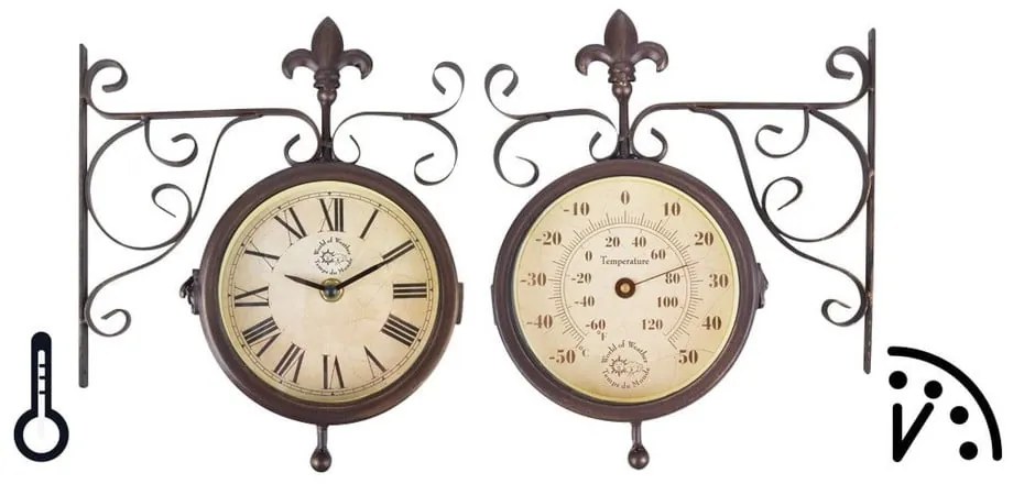 Zegar ścienny z termometrem Esschert Design Rustic