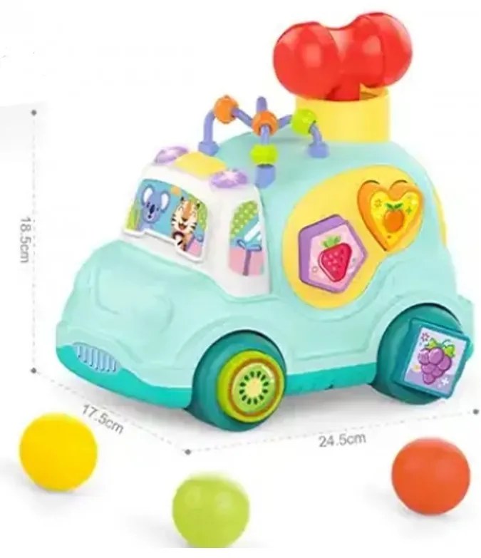 Woopie baby interaktywny samochodzik muzyczny sorter montessori niebieski
