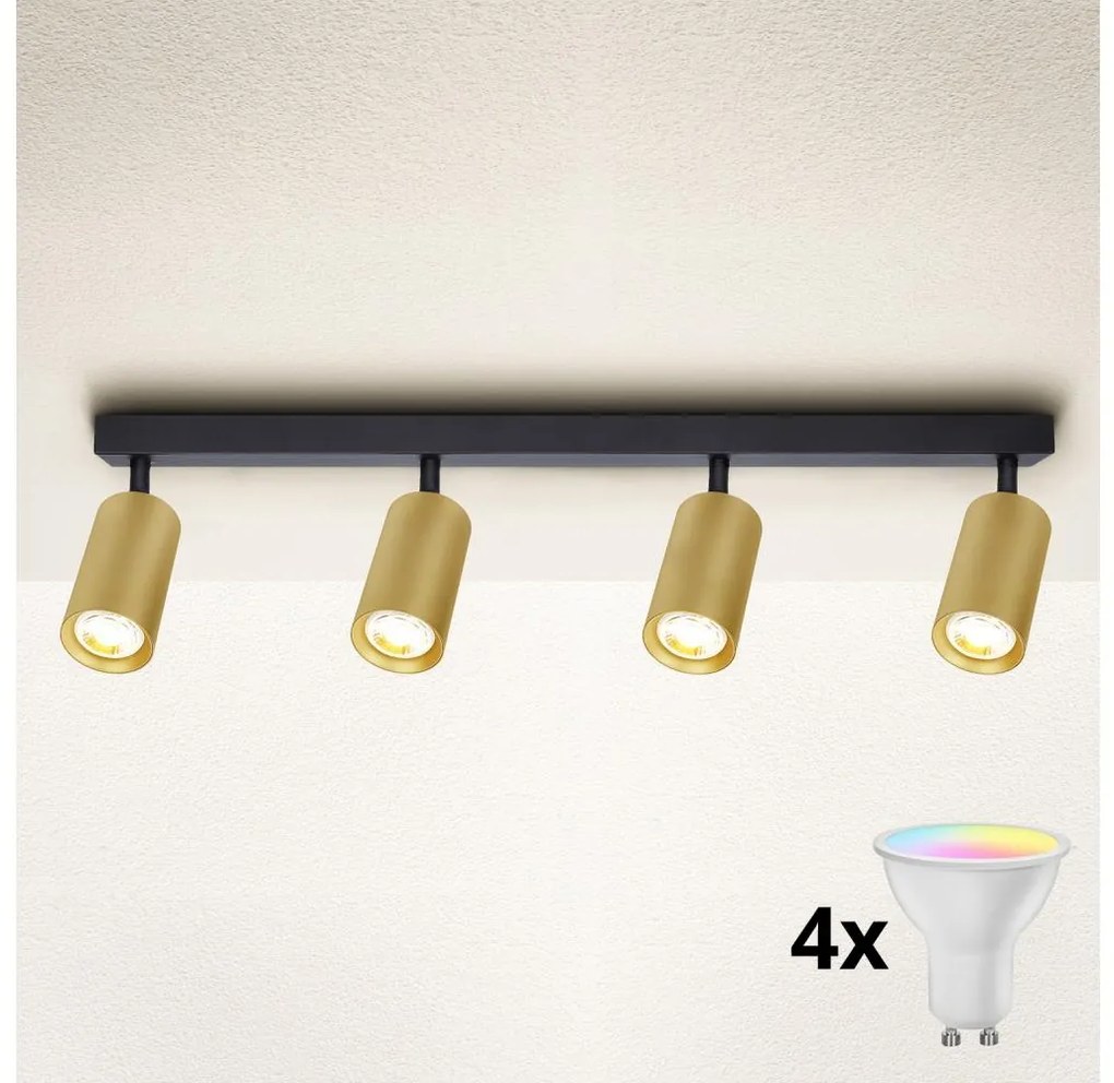 Brilagi - LED ściemnialna oprawa punktowa SELE GOLDEN 4xGU10/6,5W/230V czarny/złoty