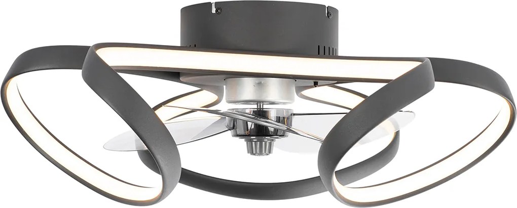 Czarny wentylator sufitowy z LED i pilotem - Mandy