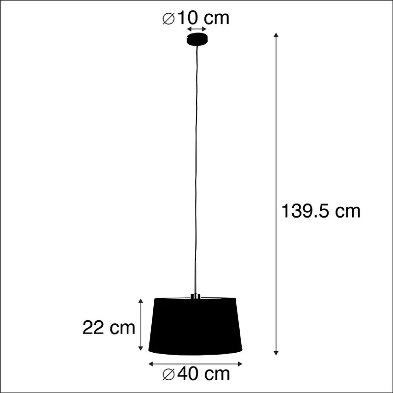 Lampa wisząca z abażurem z bawełny w kolorze czarnym i złotym 40 cm - Combi klasyczny/Antyczny Oswietlenie wewnetrzne