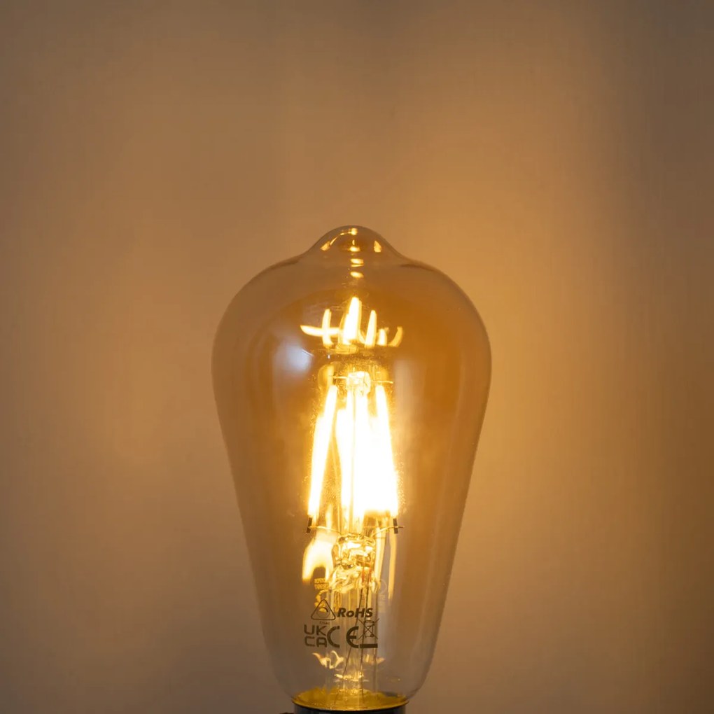 Set van 5 E27 dimbare LED lampen filament ST64 goud 4.5W 450 lm 2200K