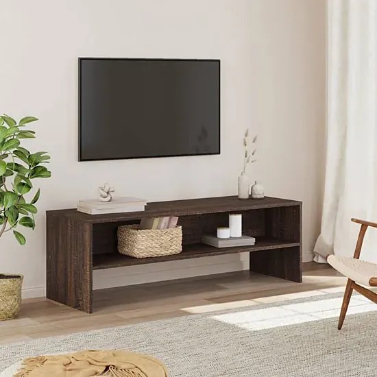 Minimalistyczna szafka pod TV z półką brązowy dąb - Sarsa