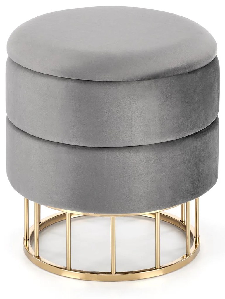 MINTY pufa ze schowkiem popielaty złoty chrom elegancka nowoczesna wygodna