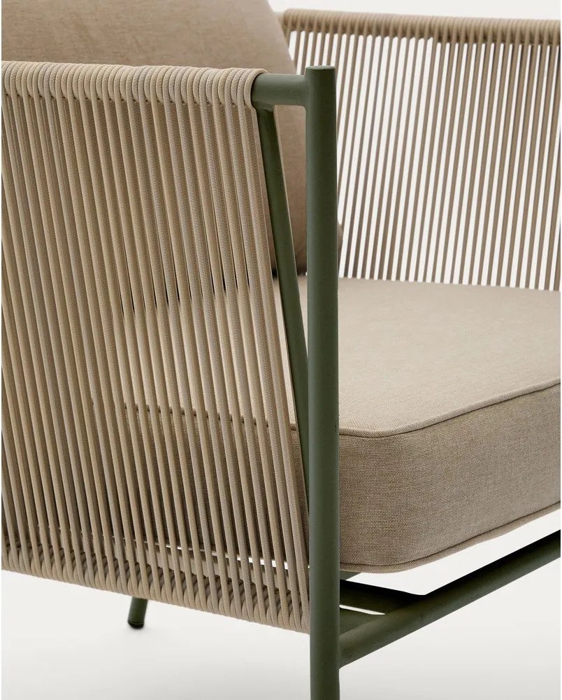 Zielony/beżowy metalowy fotel ogrodowy Zivia – Kave Home