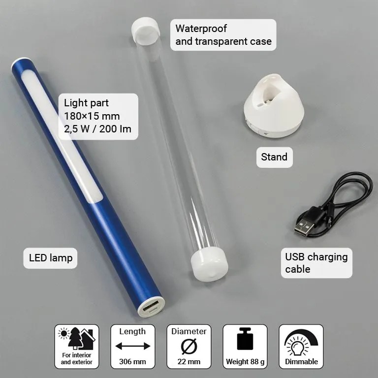 Garthen Lampa kempingowa LED , wodoodporna, niebieska