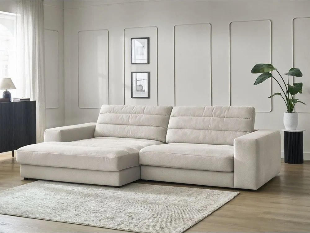 Beżowy aksamitny narożnik (lewostronny/z szezlongiem) Sierra – Bobochic Paris