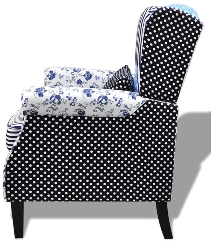 Tapicerowany patchworkowy fotel uszak G5-T35