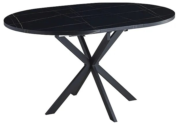 Rozkładany stół jadalniany GASTON 100(135)x100 cm, czarny dekor marmurowy