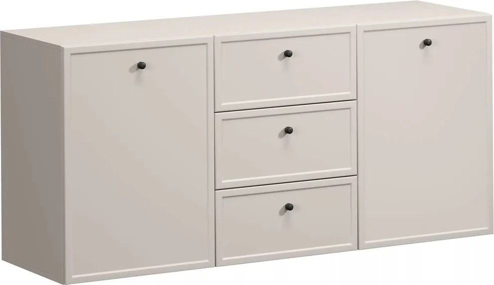 Komoda wisząca Lorini 150 cm z szufladami - kaszmir / czarne uchwyty