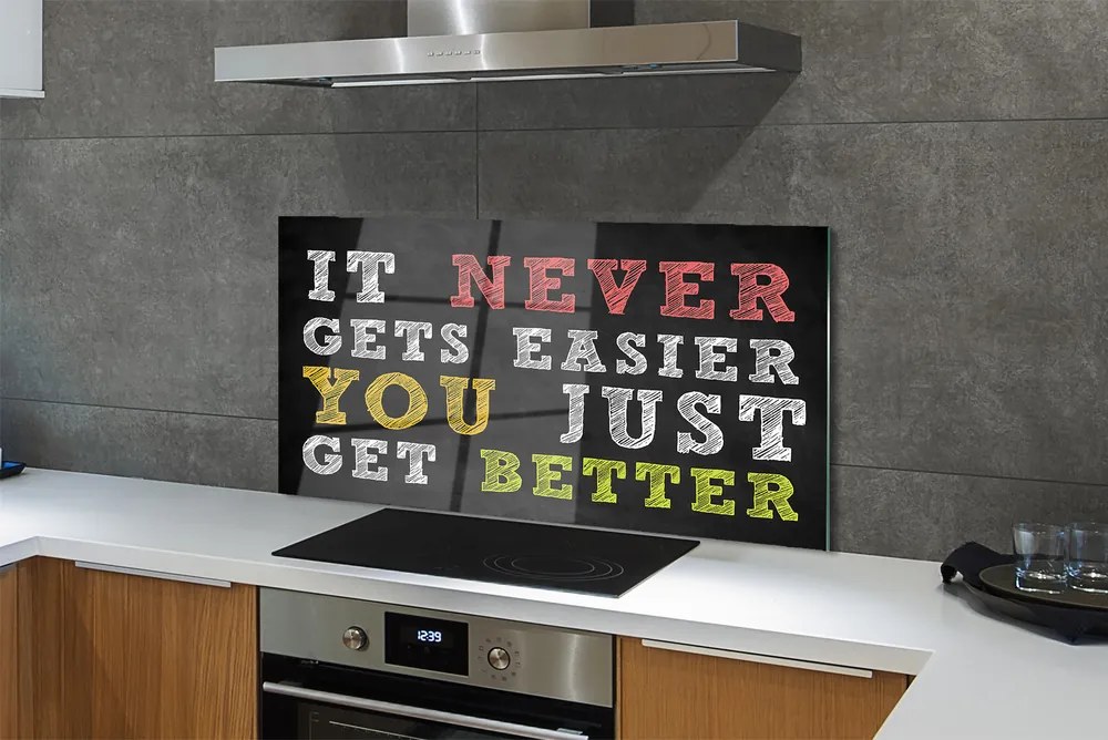 Szklany Panel Kolorowy Napis