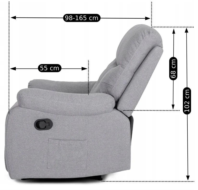 Fotel Masujący INTER 2 Rozkładany z Podnóżkiem Szary Nowoczesny