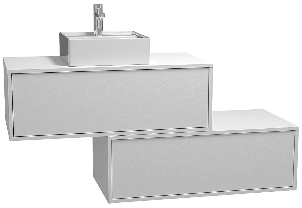 Szafka łazienkowa wisząca  biała z umywalką i dwoma szufladami - 94 cm - TEANA II