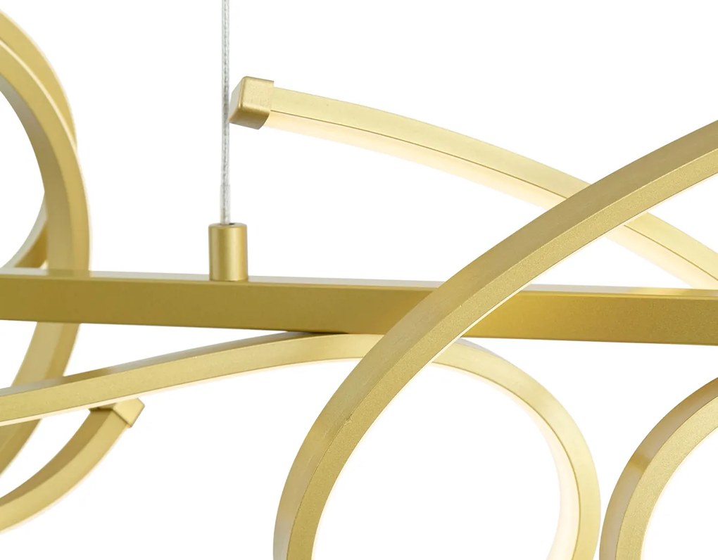 Designerska lampa wisząca złota prostokątna z 3-stopniową regulacją ściemniania - Krisscross Nowoczesny Oswietlenie wewnetrzne