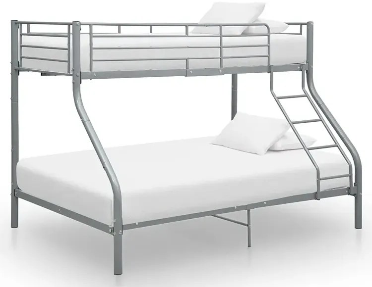 Szare Metalowe Wspólne Łóżko Piętrowe Dla Rodzeństwa 140X200 Cm/90X200 Cm L2-R68