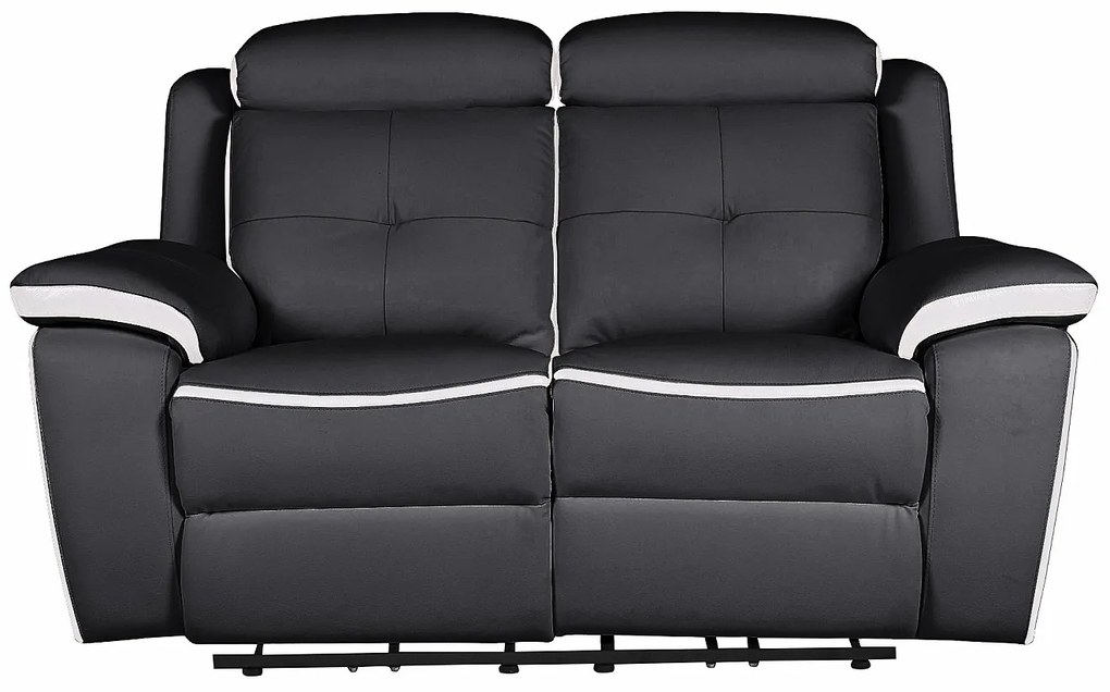 Kanapa 2-osobowa ANGELIQUE ze skóry, z elektryczną funkcją relax – kolor czarny i biały