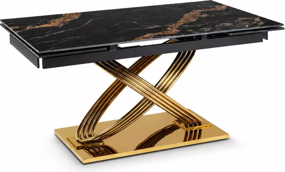 Stół rozkładany Tevois 160-240 cm – blat ze spieku kwarcowego, elegancki i nowoczesny stół do salonu