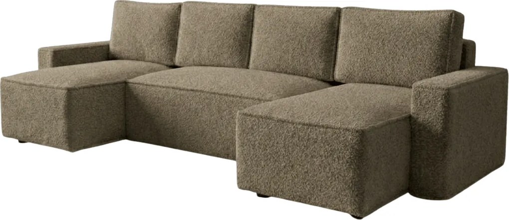 PROMOCJA Rozkładany narożnik w kształcie U SMART BOUCLE 303x143 cm, ciemny beżowy II. klasa jakości