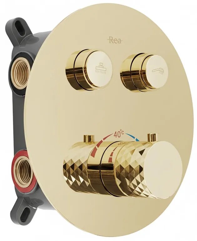 Zestaw natryskowy podtynkowy z termostatem Rea Lungo Diamond Złoty+ BOX