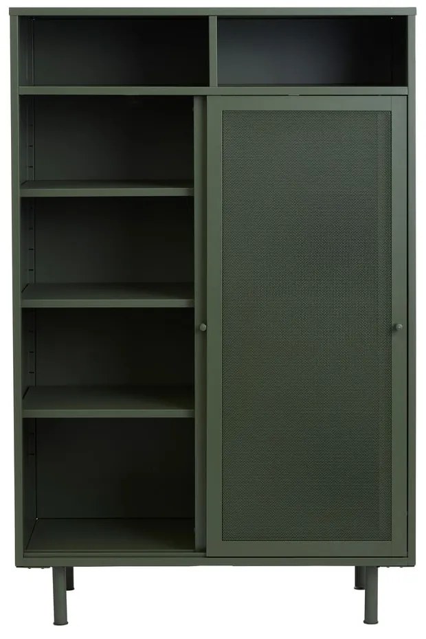 Ciemnozielona metalowa szafka z drzwiami przesuwnymi 90x140x40 cm Veep – Unique Furniture
