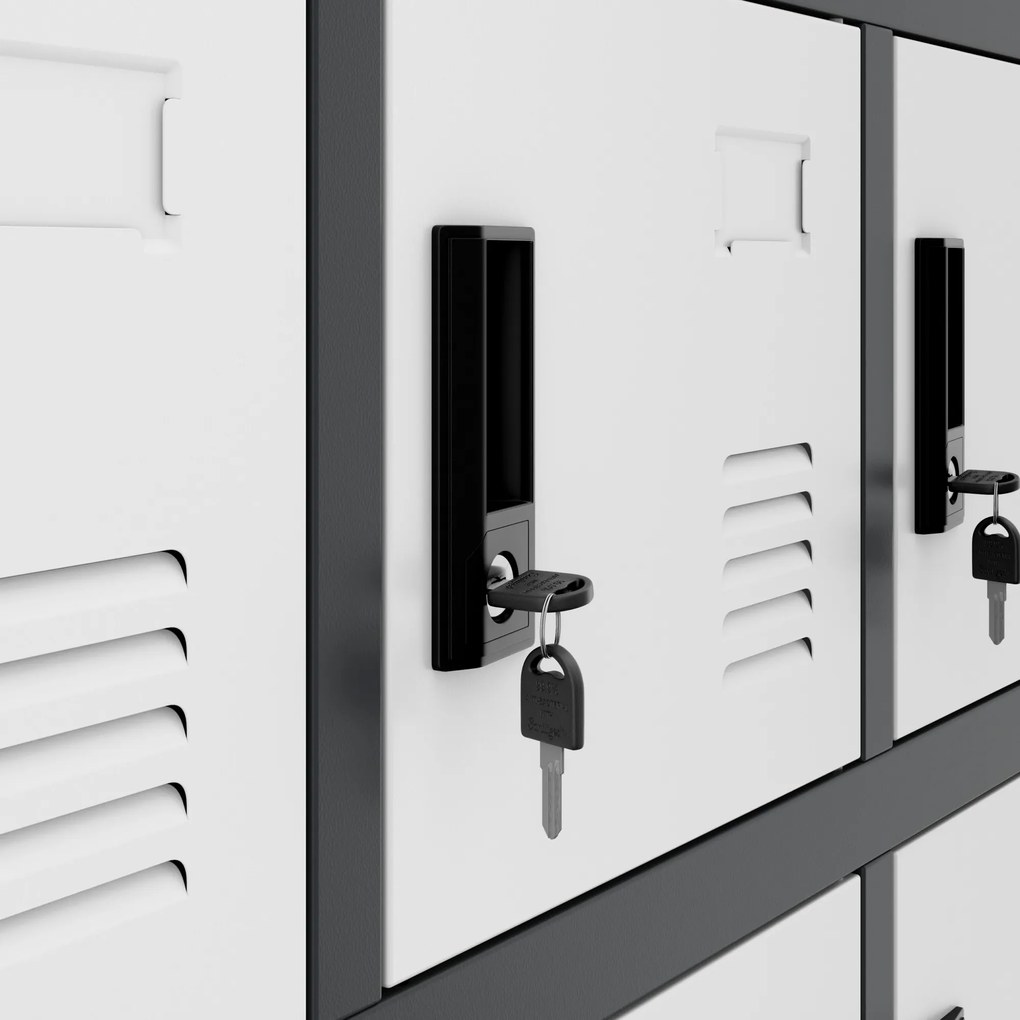 Szafka pracownicza skrytkowa antracytowo-biała: KAROL, 900 x 1850 x 400 mm