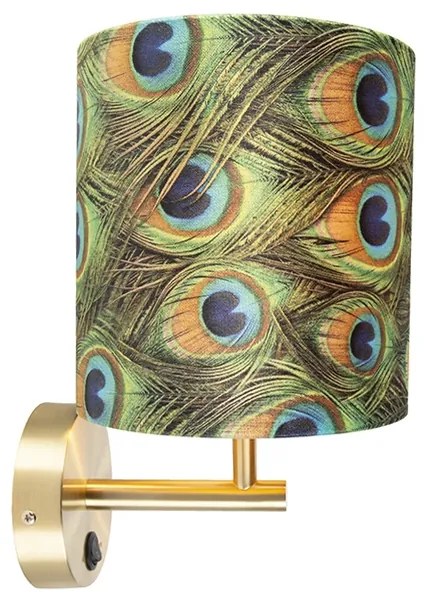 Lampa ścienna w stylu vintage złota z abażurem welurowym 20/20/20 Peacock - Combi Nowoczesny Oswietlenie wewnetrzne