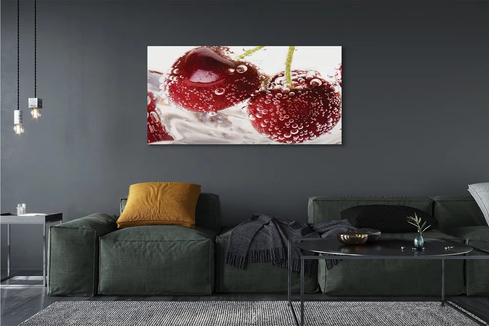 Fotoobraz na płótnie Czereśnie w Kroplach Wody