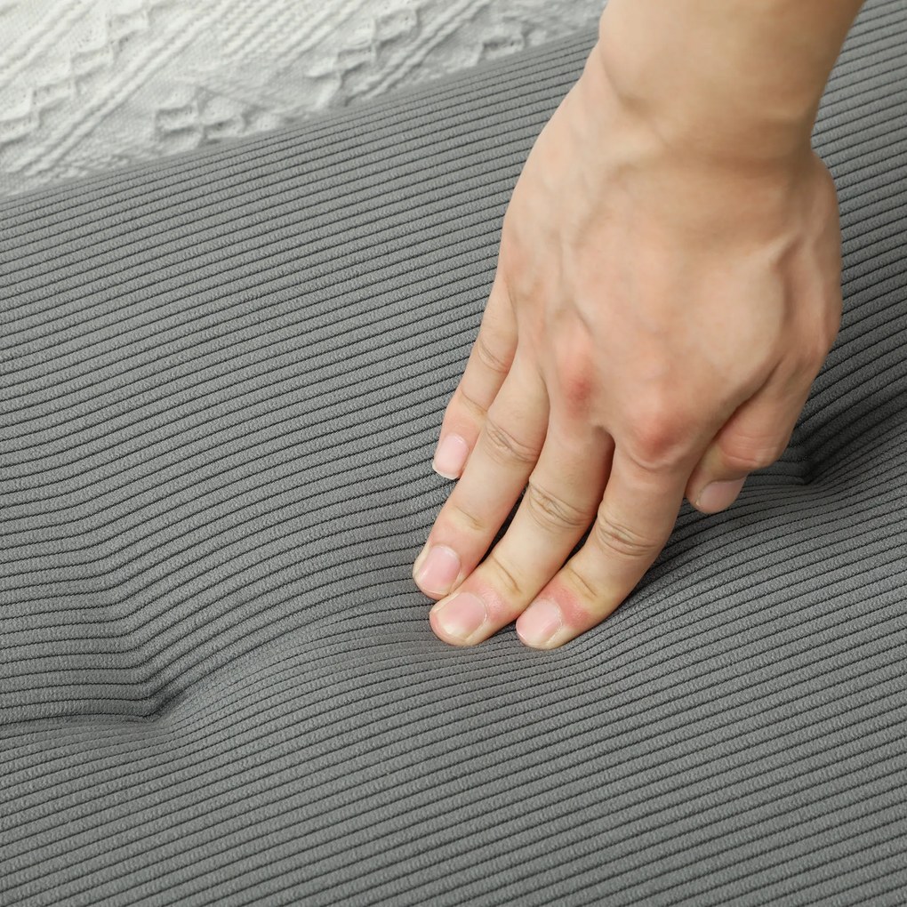 HOMCOM Ławka z pokryciem sztruksowym, ławka do łóżka z metalowymi nogami, ławka na buty 100 x 36 x 45 cm Szara