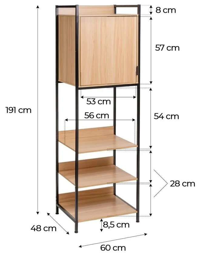 Szafa otwarta w naturalnym kolorze 60x190x48 cm Armarios – Casa Selección