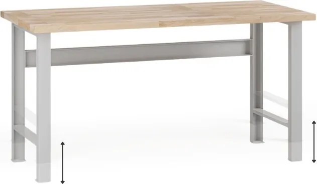 Stół warsztatowy z regulacją wysokości G7, blat bukowy, 1700 x 800 x 840-1040 mm