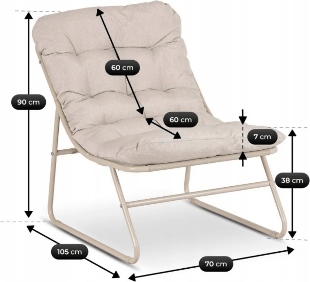 Zestaw mebli ogrodowych na balkon i taras Nivo 072 - 2 fotele i stolik, kolor beżowy