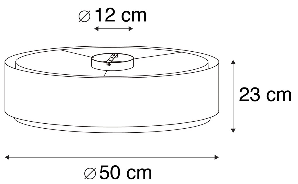 Nowoczesna lampa sufitowa czarna z białym 50 cm 3-światła - Drum Duo Nowoczesny Oswietlenie wewnetrzne