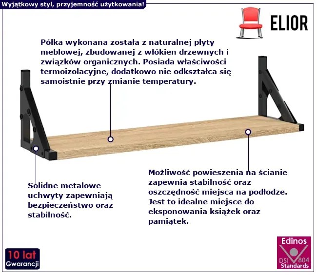 Zestaw dwóch półek 60 cm dąb sonoma - Sarea
