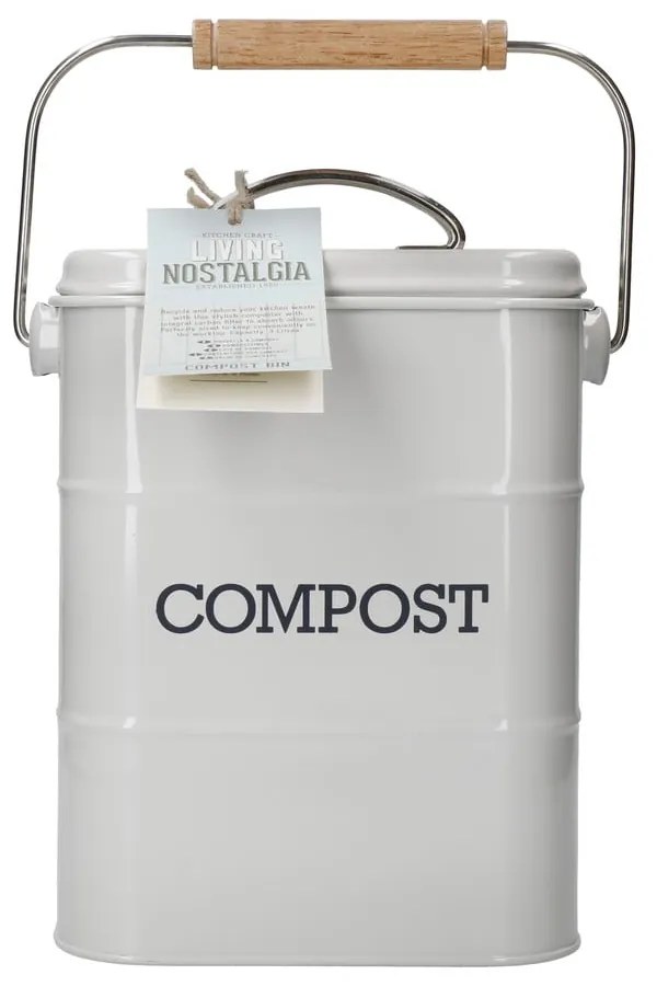 Szary pojemnik na odpadki organiczne Kitchen Craft Living Nostalgia,3 l