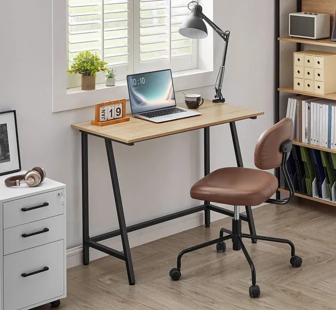 Proste biurko komputerowe w stylu loft dąb sonoma - Lasai