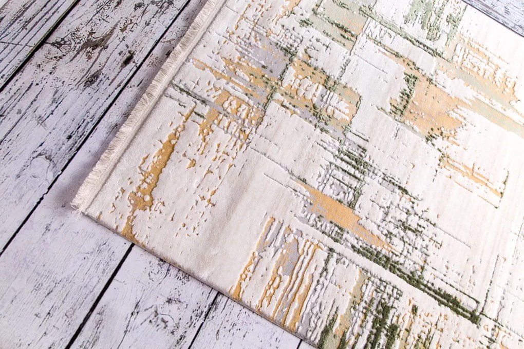 Dywan akrylowy Experience Marmur kremowo-zielony 80 cm x 300 cm