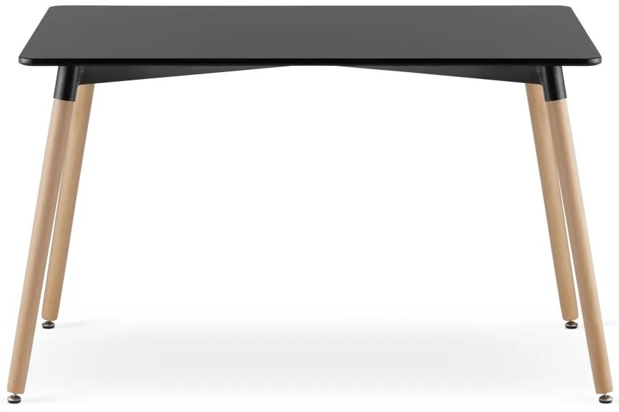 Zestaw jadalniany 1 + 4, czarny stół ADRIA 120x80 cm + czarne aksamitowe krzesło ASTI z czarnymi nogami