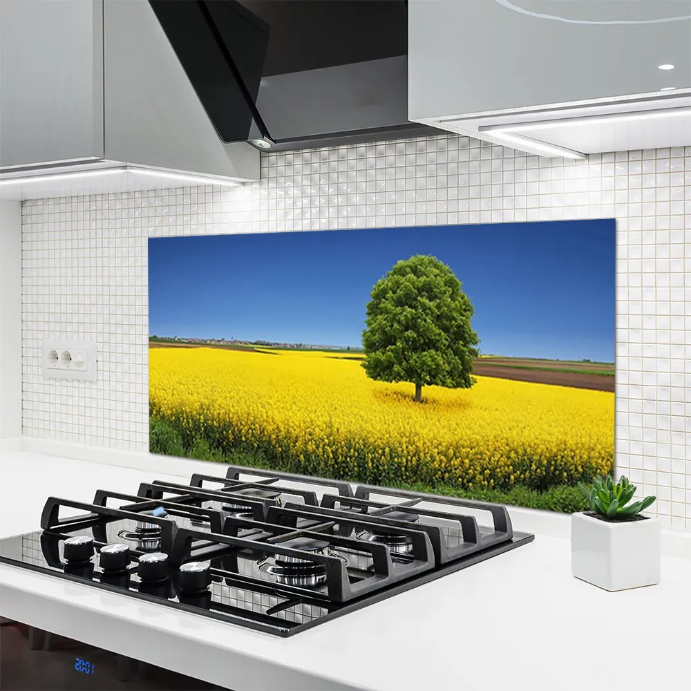 Panel Szklany do Kuchni Samotne Drzewo w Polu