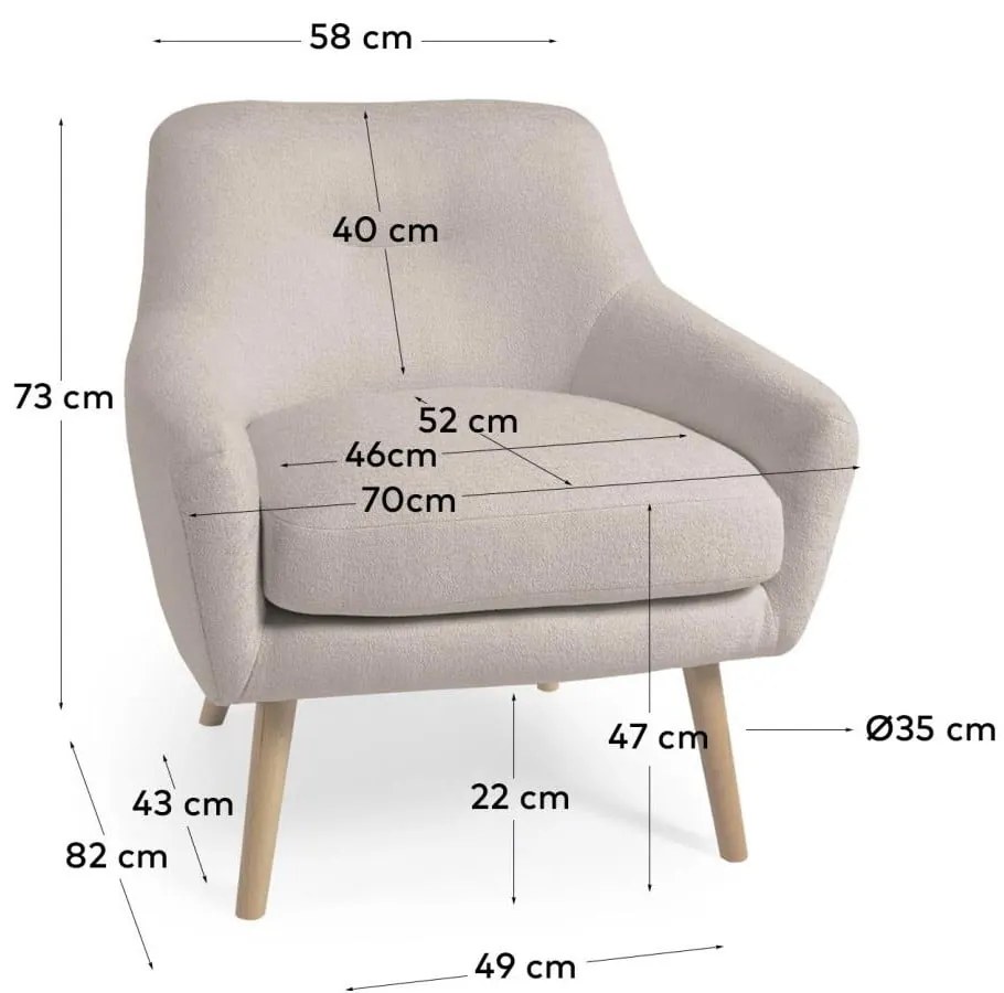 Szary fotel Candela − Kave Home