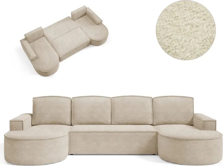 Narożnik MOLLY XL wolnostojący układ U z funkcją spania w tkaninie Abriamo 03 DomoHome