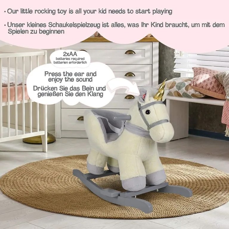 Pluszowy jednorożec na biegunach, 68 x 33 x 47 cm