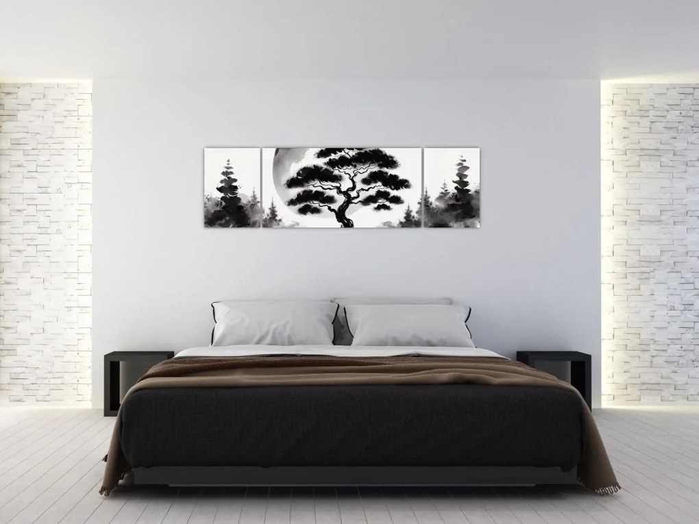 Obraz – Czarno-biały bonsai (170x50 cm)