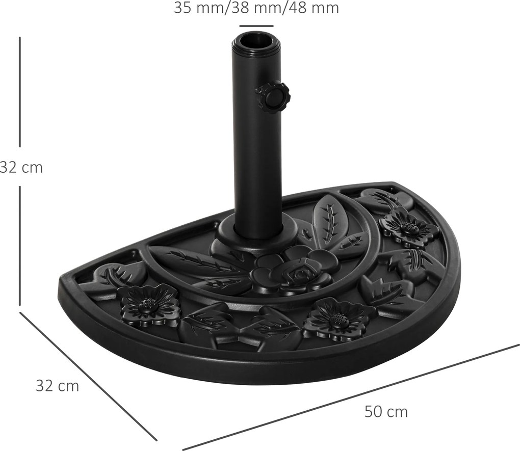 Outsunny stojak na parasol półokrągły 9kg wzór kwiatowy HDPE cement stabilny i dekoracyjny | Aosom PL