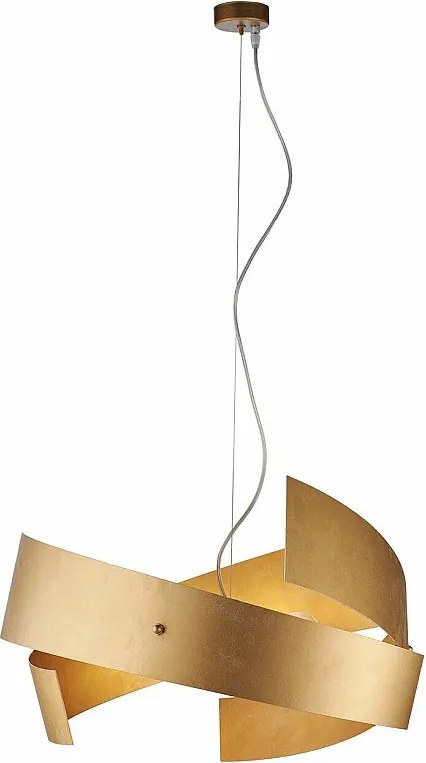 Lampa wisząca Elisa z białego lakierowanego żelaza, laserowo cięta, dekor stare złoto, regulowany kabel stalowy, elegancki design, 3 światła