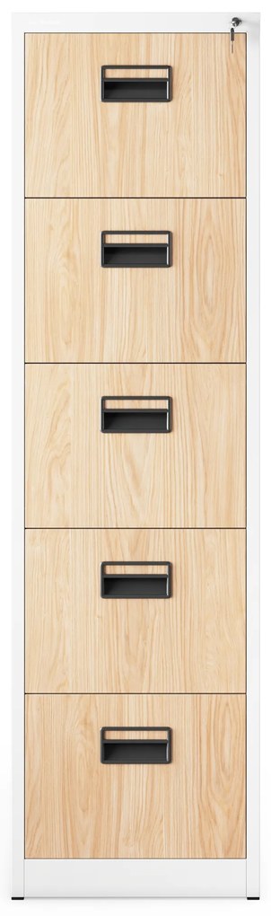 Szafa kartotekowa metalowa z 5 szufladami biała/dąb sonoma, 460x1625.5x620 mm: SARA Eco Design
