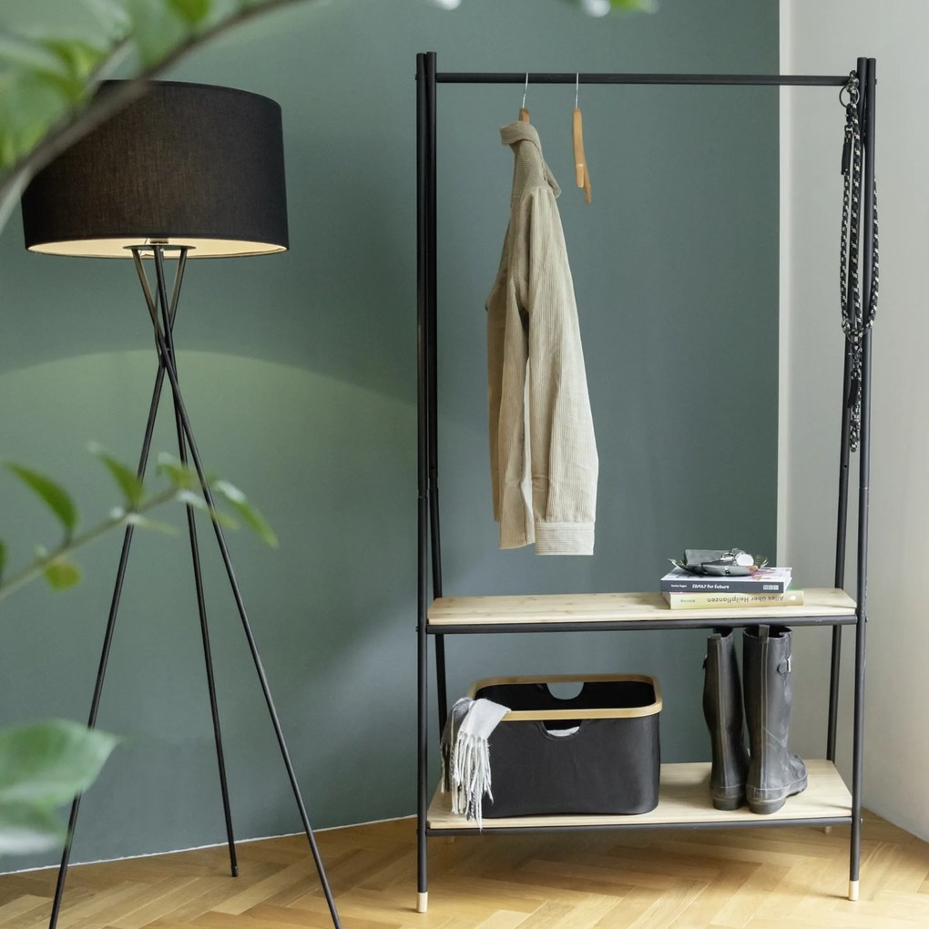 Stojący wieszak z bambusowymi półkami, 90 x 167 x 42 cm, Loft, WENKO
