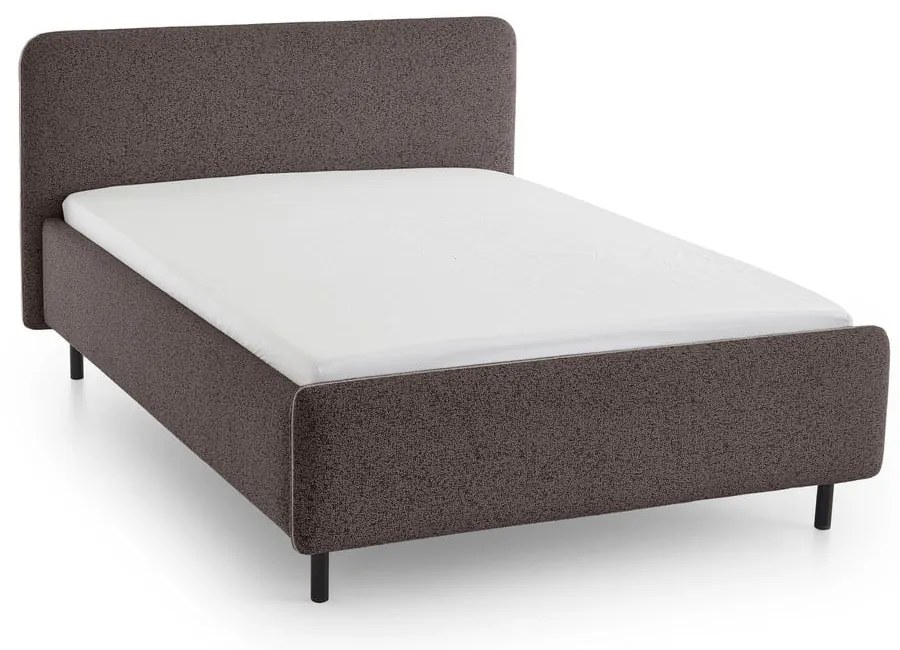 Antracytowe tapicerowane łóżko dwuosobowe ze schowkiem ze stelażem 140x200 cm Primo – Meise Möbel