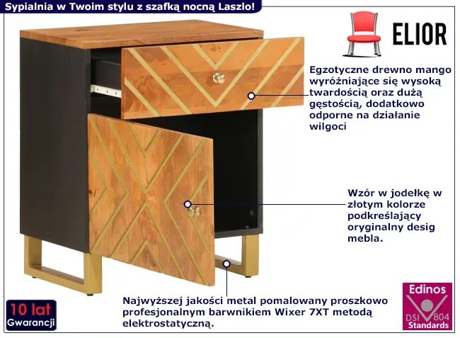 Szafka nocna ze złotymi zdobieniami - Mercury 7X