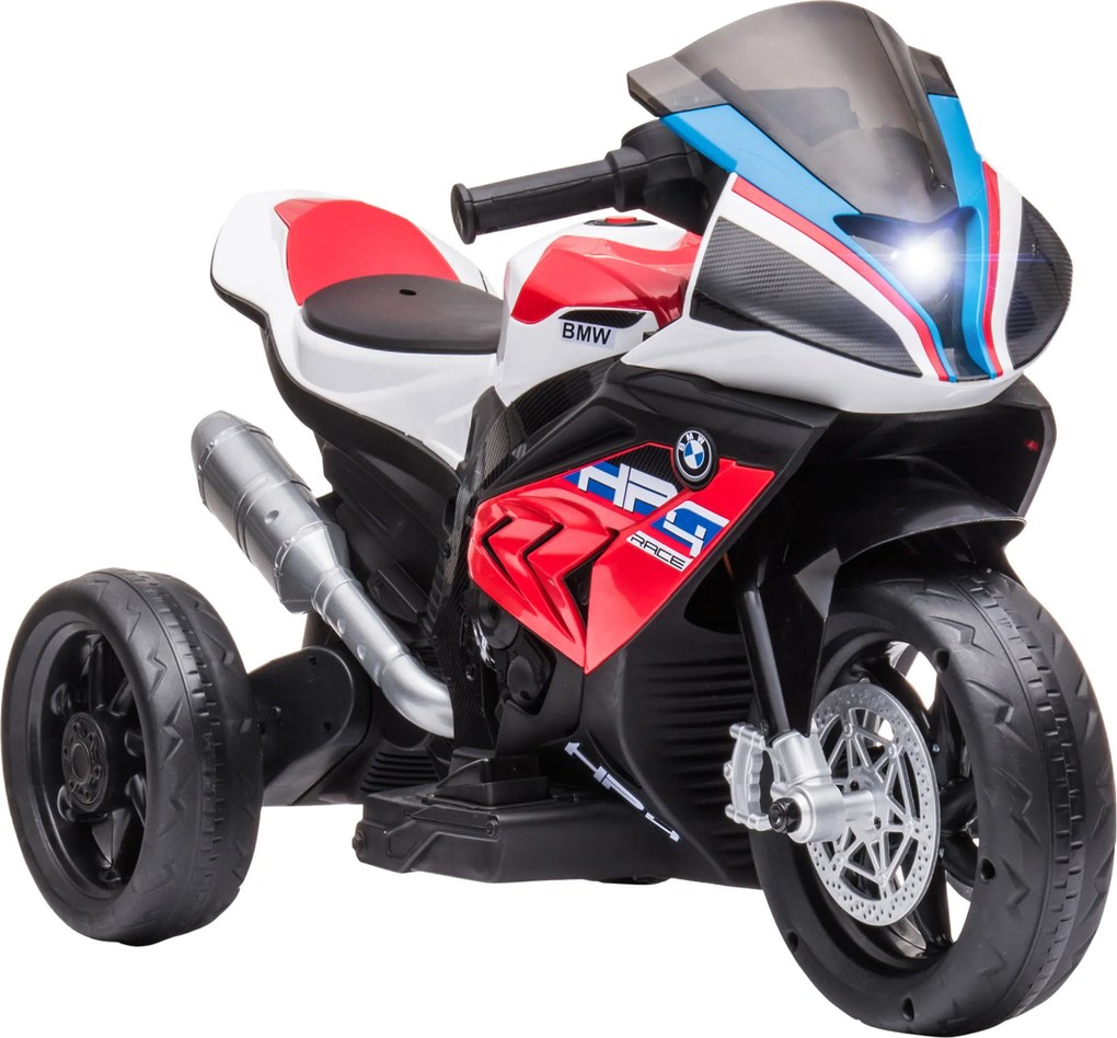 HOMCOM Motocykl Dla Dzieci, Motocykl Elektryczny, Reflektor, 3 Tryby Muzyczne, Dla Dzieci 1,5-5 Lat, Czerwony, 82,5 x 42 x 54cm